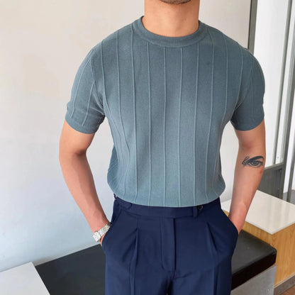 MARBELA | Old Money Knitted T-shirt Summer Men's Light Round Neck