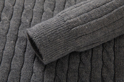 Men's Long Sleeve Twist Twist Half High Neck Zipper Knit