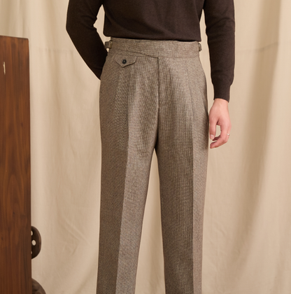 COFFEE WOOL CASUAL PANTS