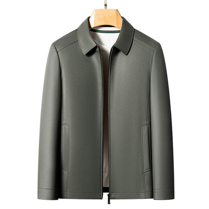Versatile Men's Lapel Leather Jacket