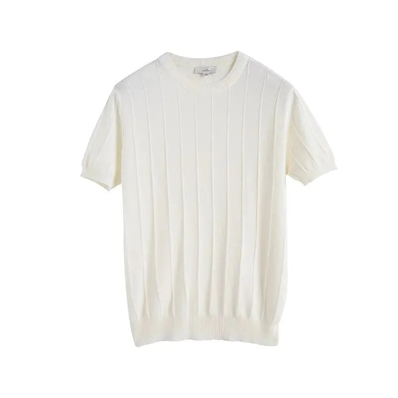 MARBELA | Old Money Knitted T-shirt Summer Men's Light Round Neck