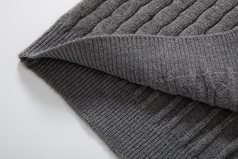 Men's Long Sleeve Twist Twist Half High Neck Zipper Knit
