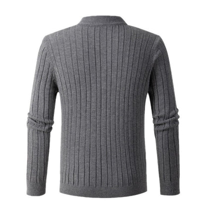 Men's Long Sleeve Twist Twist Half High Neck Zipper Knit