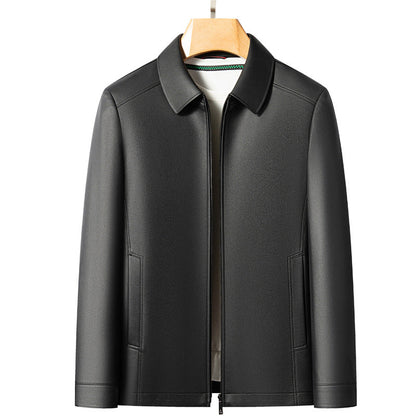 Versatile Men's Lapel Leather Jacket
