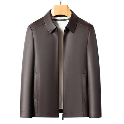 Versatile Men's Lapel Leather Jacket