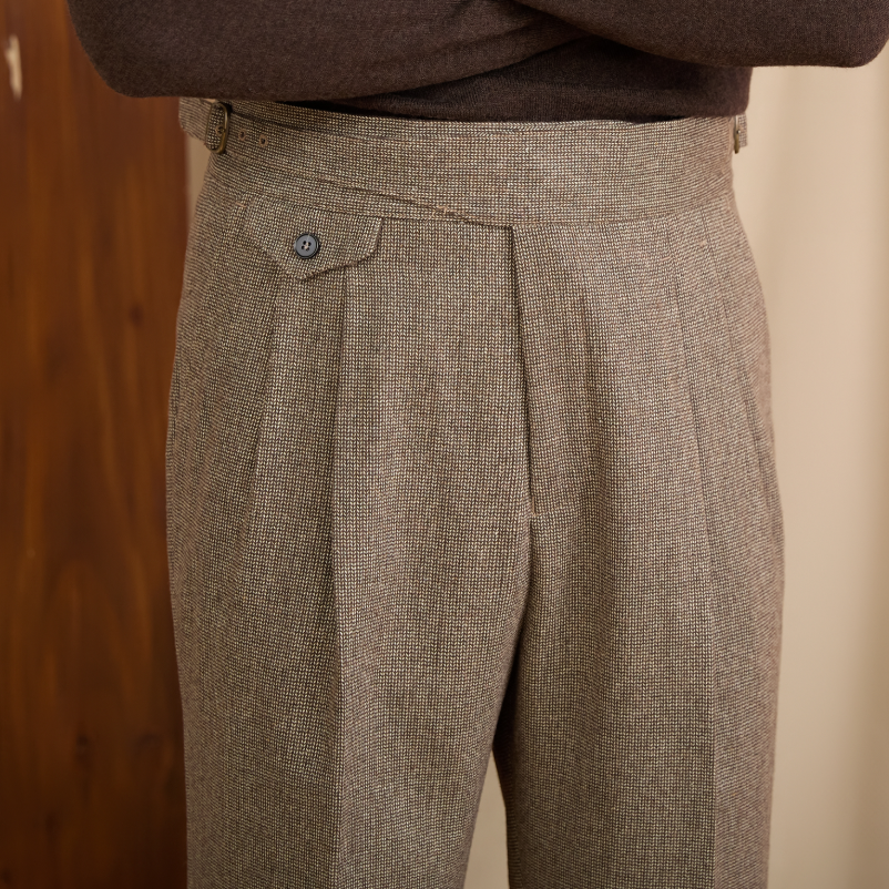 COFFEE WOOL CASUAL PANTS