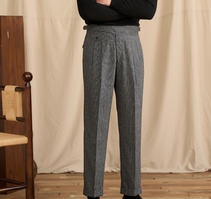 COFFEE WOOL CASUAL PANTS