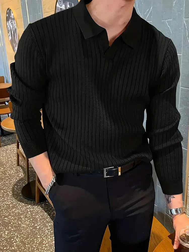 LAPEL | Old Money Slim Knit Polo Shirt