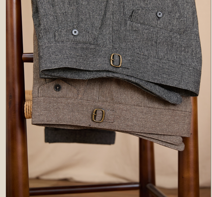 COFFEE WOOL CASUAL PANTS